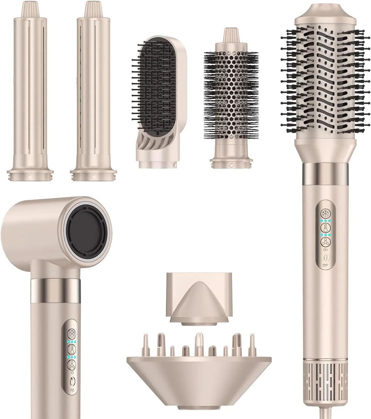 8-en-1 Diffuseur, Brosse, Air, Styler Brosse Soufflante