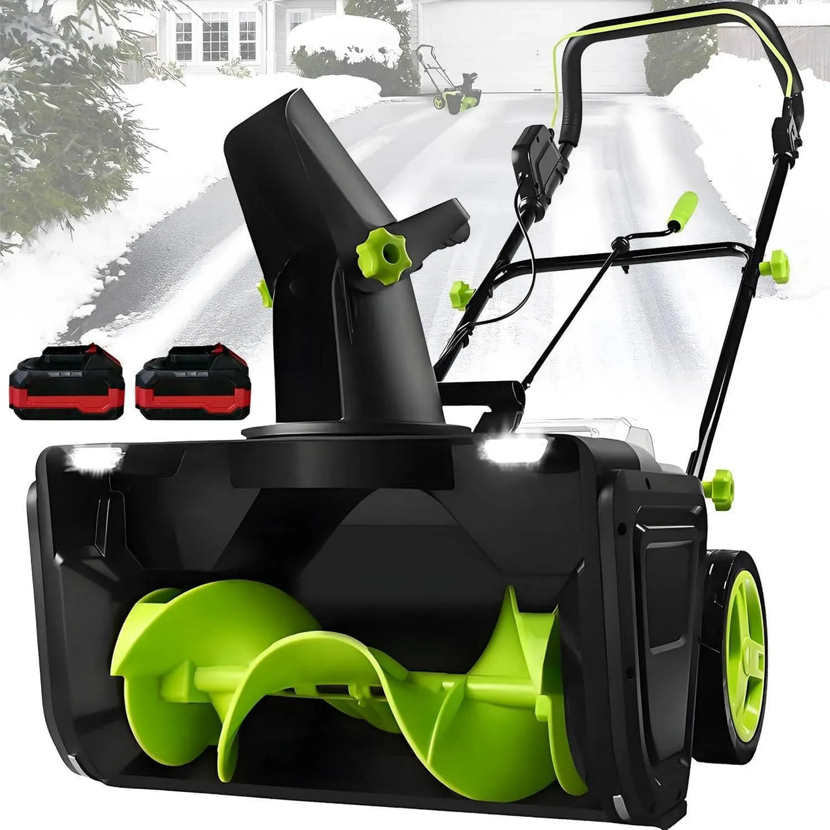 V 3500 2Batteries Souffleuse à Neige Électrique 40 V 3500 W, sans Fil et sans Balais 2Batteries, Déblaiement de 50 cm, Profondeur jusqu'à 25 cm