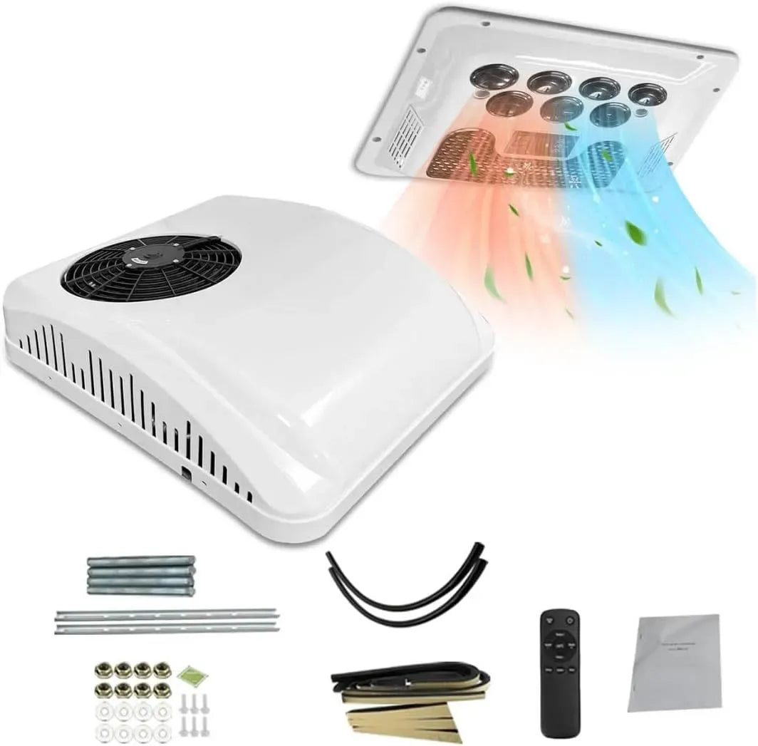 12V/24V Economie d'énergie, Clim de toit pour Fourgon, Groupe froid compact réversible, Mode silencieux pour nuit