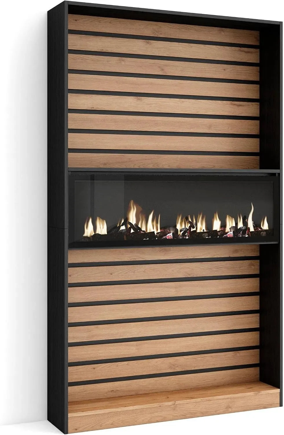 Étagère, foyer électrique, 110x186x25cm, décoration de salon, noir, Bureau, SKRAUT