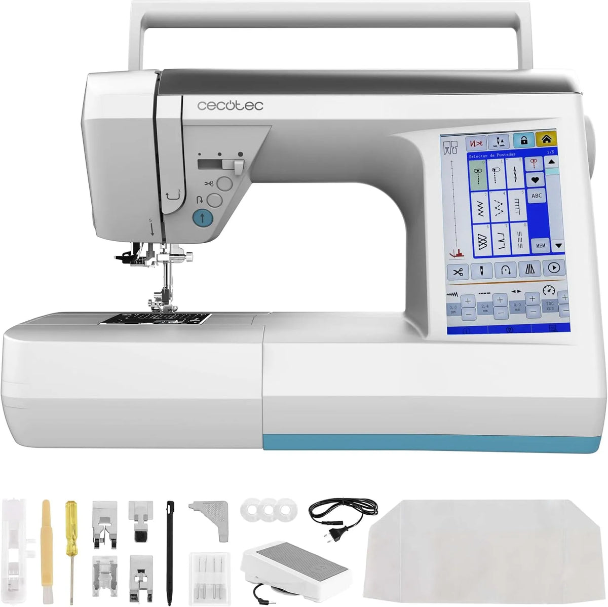Cecotec Accessoire pour appareil, tactile, Machine à Coudre Numérique BelleCouture 36000 Control, Écran Tactile 7', Lumière LED, 360 Points