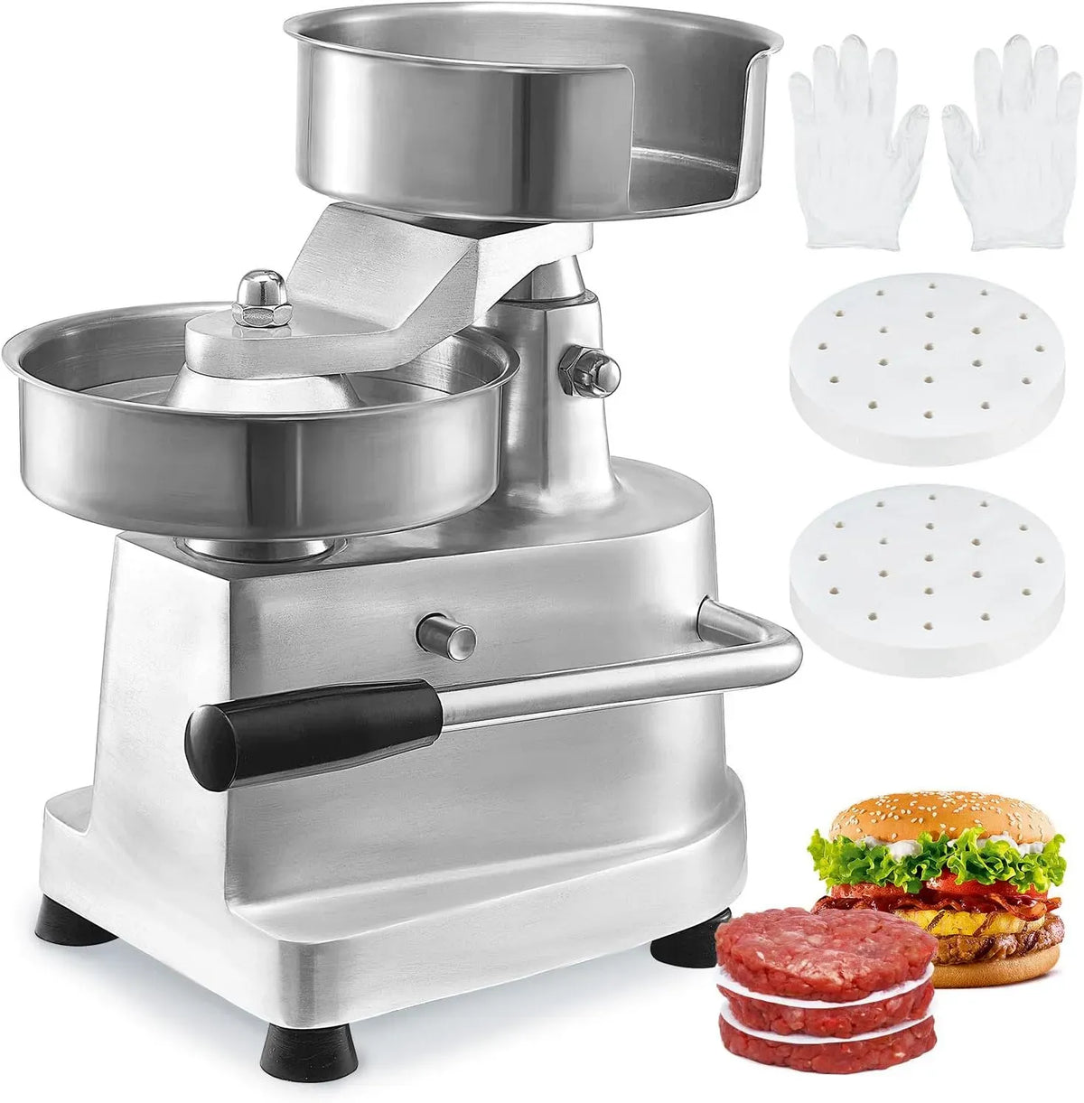 VEVOR SUS304 Machine à Burger, Barbecue, Presse, 150 mm, professionnel, acier inoxydable, pour Hamburgers Galettes Barbecue Pique-nique