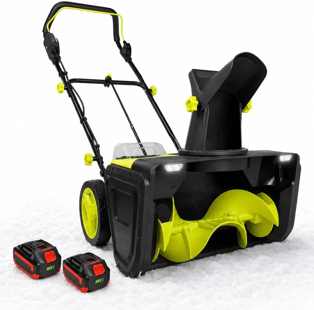 2Batt Nouvelle Déneigeuse Électrique, Souffleur À Neige Sans Fil Compact, Passage 50cm, Lames De Vis Nylon, Réglage Goulotte Sur Poignée