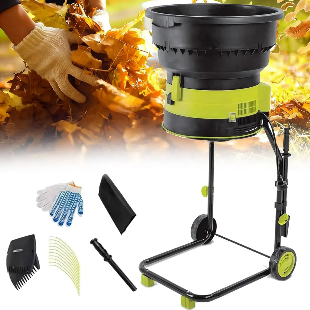 Ramasseur, 200 L, 30 m, portable, pour Le Nettoyage Déchets Jardin Powercord×30m