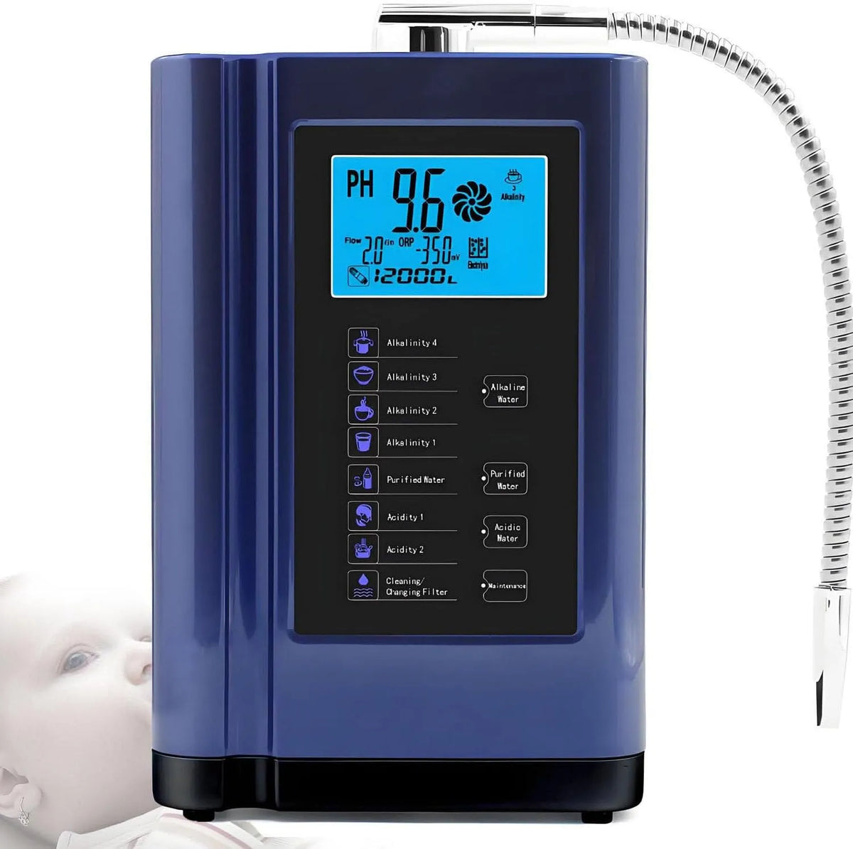 ioniseur d'eau, Purificateur d'eau, pH 3,5-10,5, Blue