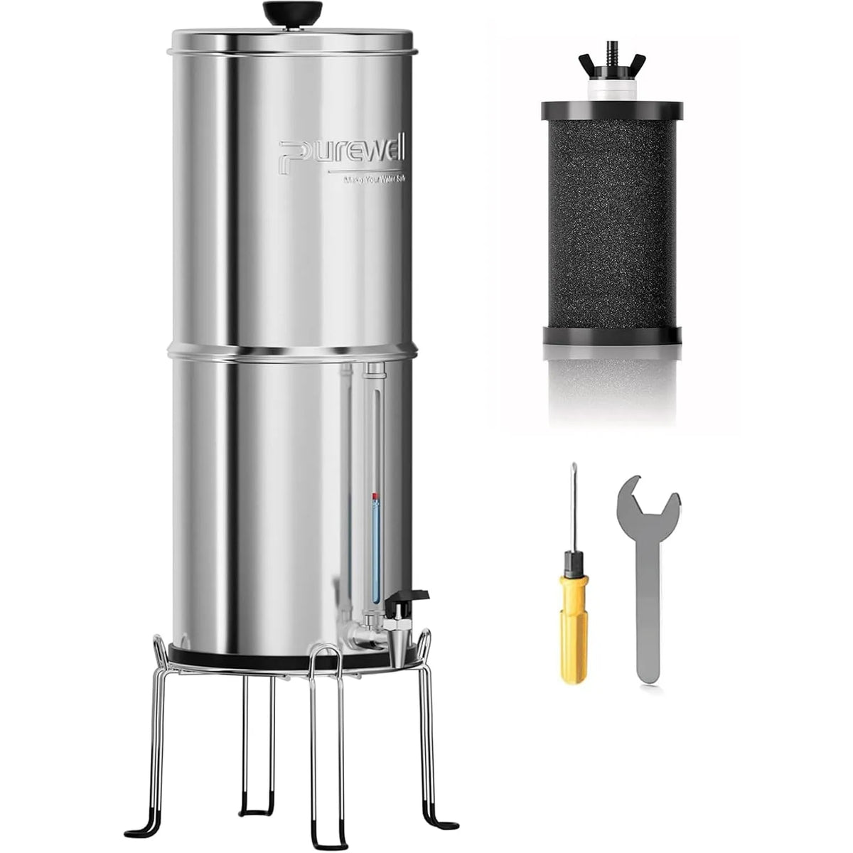 Robinet de cuisine, 3,8 L, portable, camping, Purewell Filtre à Eau par Gravité Portable 3,8L, Réduit 99% du Chlore, Camping-Car et Maison