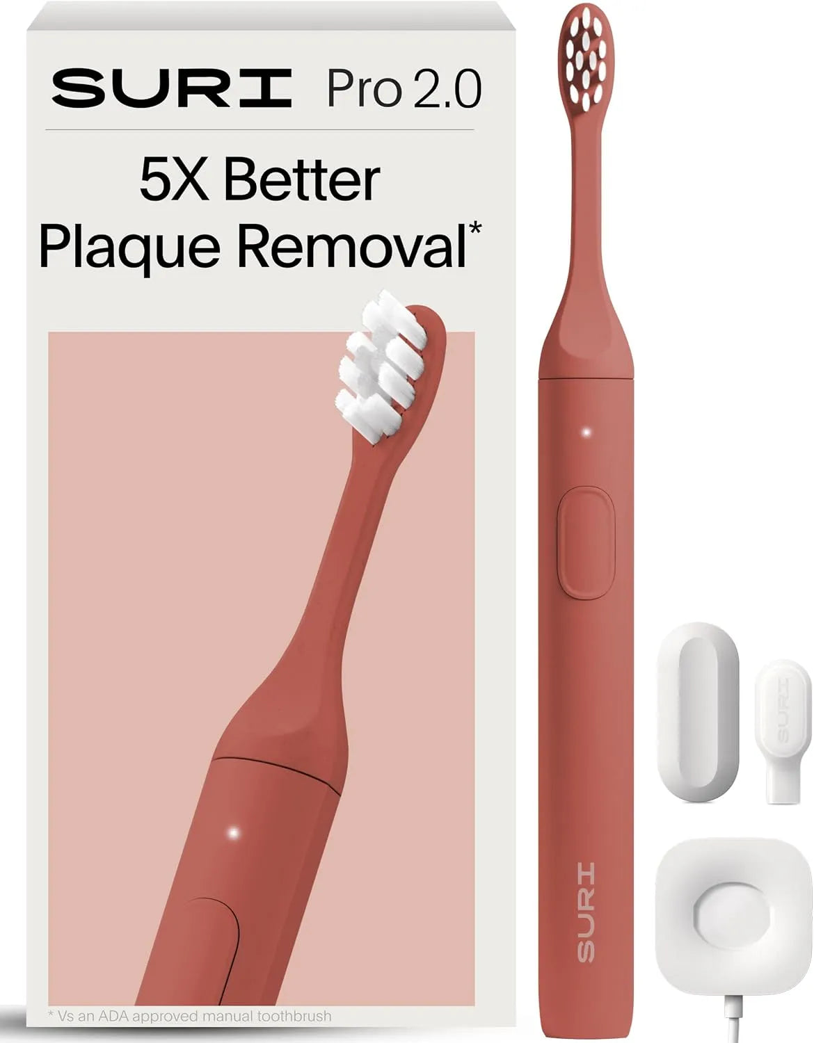 batterie, capteur, Brosse, brosse à dents rechargeable, rouge, pour adultes, SURI